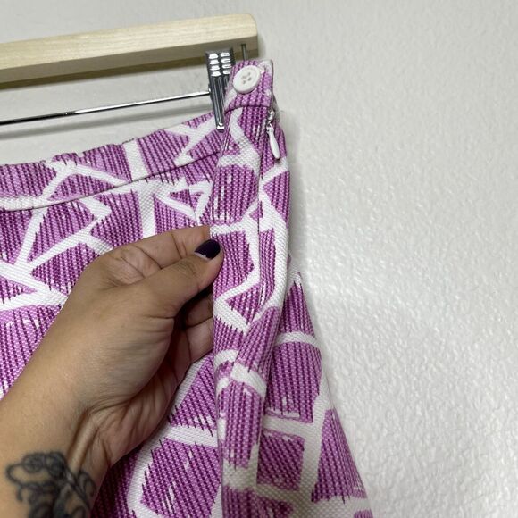 Bob Mackie Crop Pants Large Side Zip Elastic Wearable Art Geometric Trouser - Picture 4 of 9